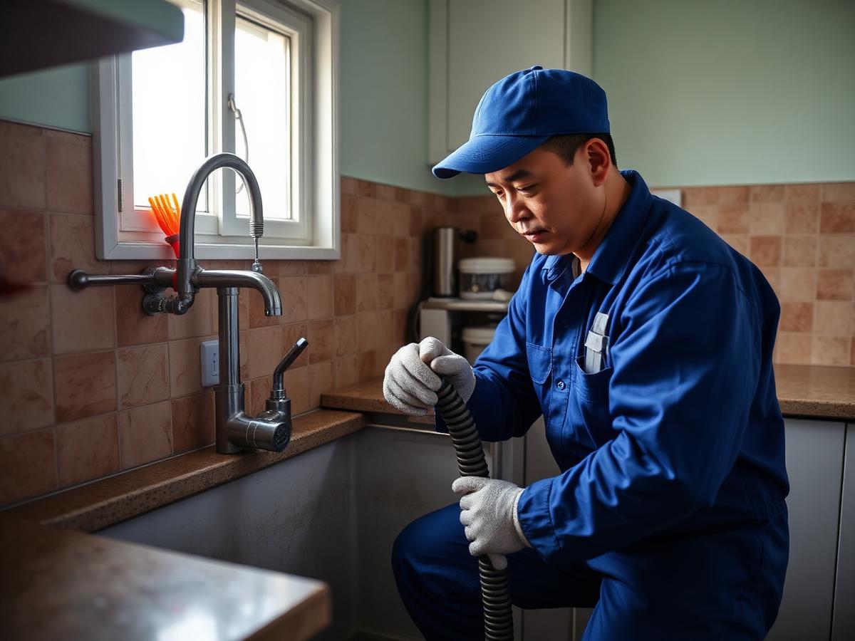 厨房主管道严重油垢疏通